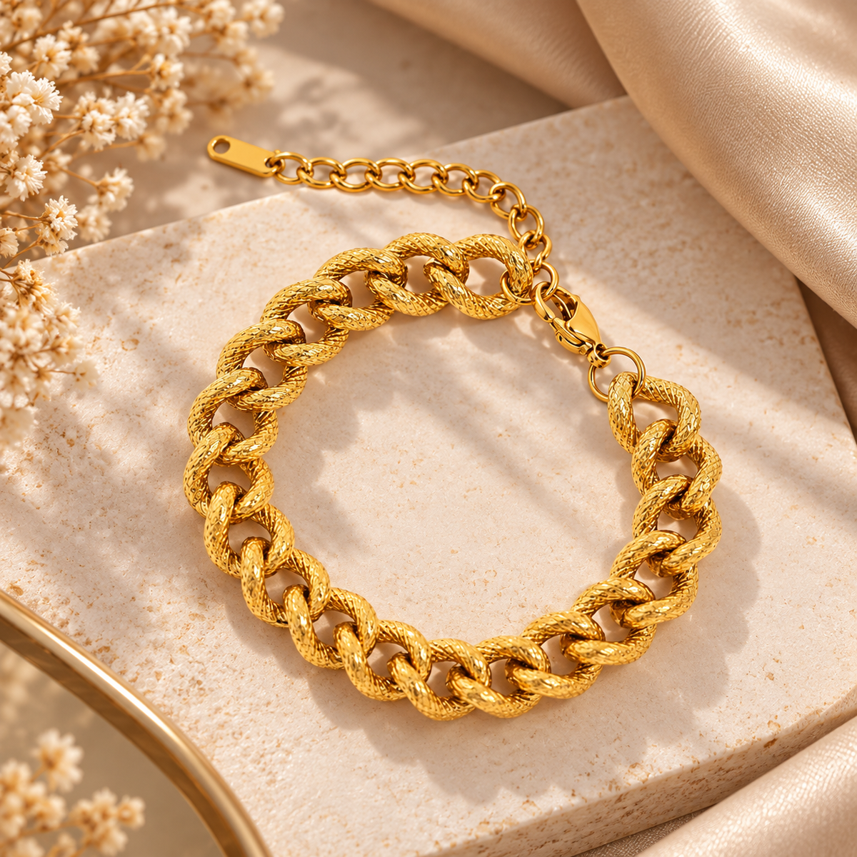 Bracelet Chaîne Cubaine Torsadée — Or & Bicolore