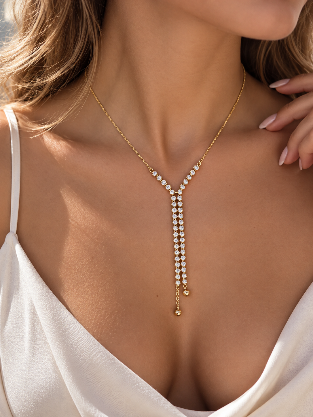 Collier Lariat Tennis Cristaux