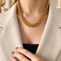 Collier Chaîne Large Double Rang & Fermoir Toggle