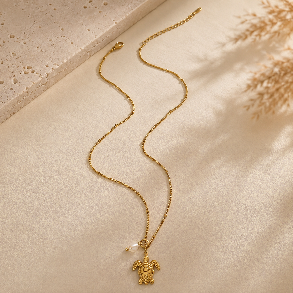 Collier Pendentif Tortue — Acier Inoxydable