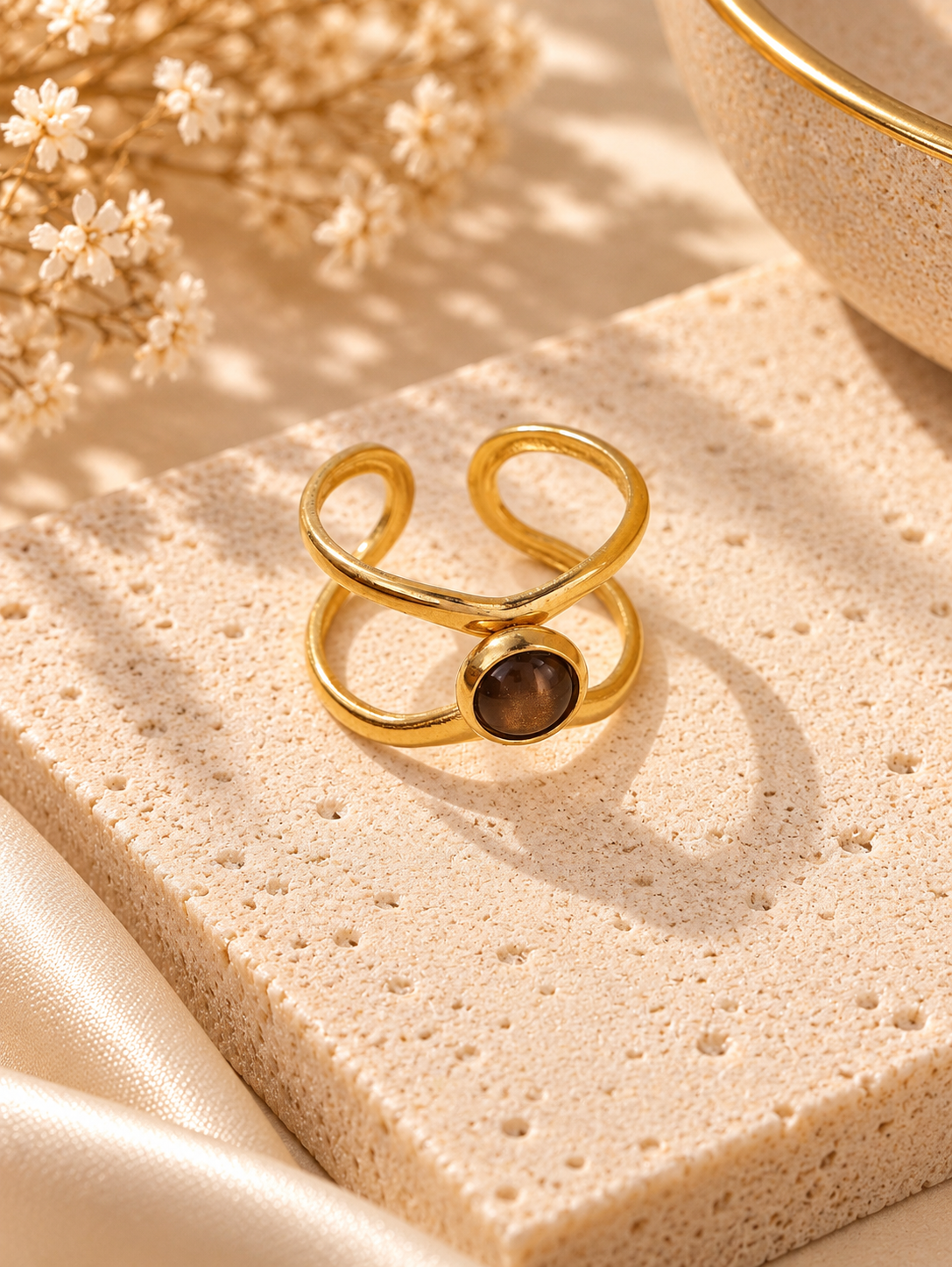 Bague Œil de Tigre Dorée — Au Choix