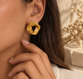 Boucles d’Oreilles Puces Géométriques Martelées