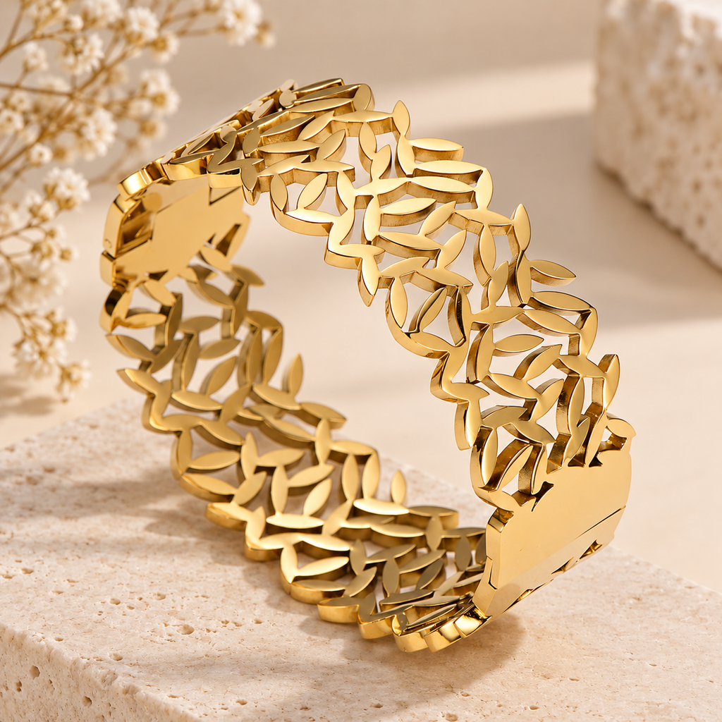 Bracelet Tina manchette feuillage