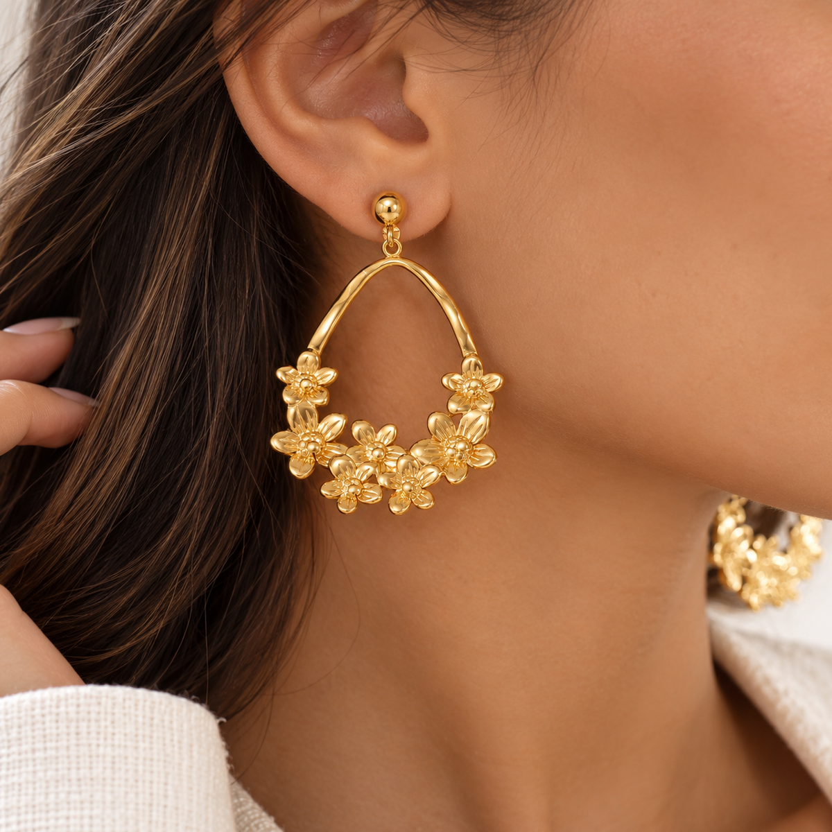 Boucles Flora - boucles d’oreilles créoles florales