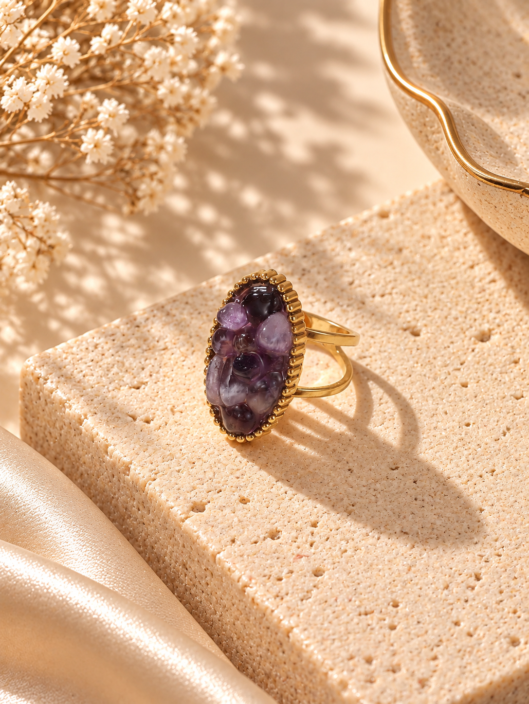 Bague Améthyste Dorée — Au Choix