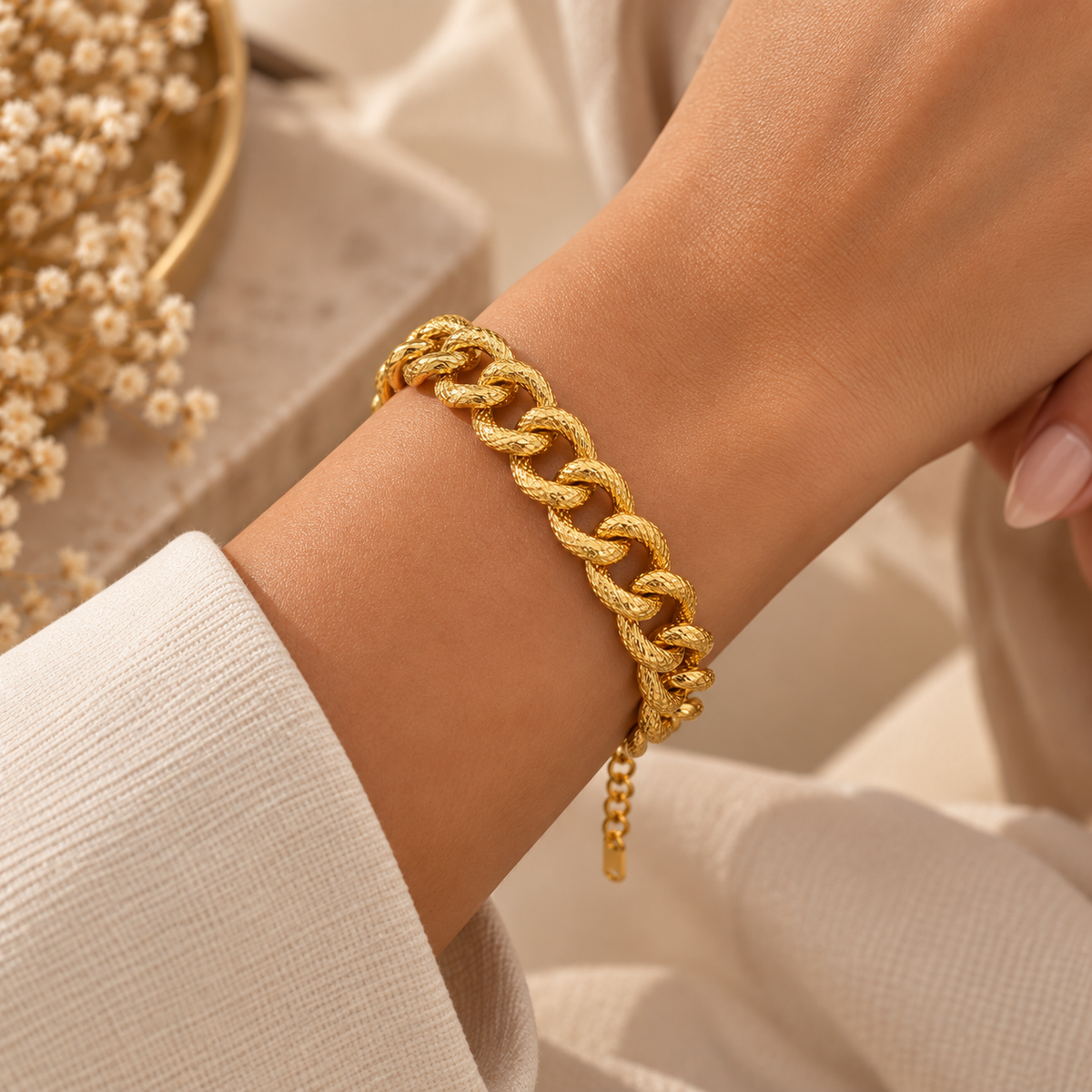 Bracelet Chaîne Cubaine Torsadée — Or & Bicolore