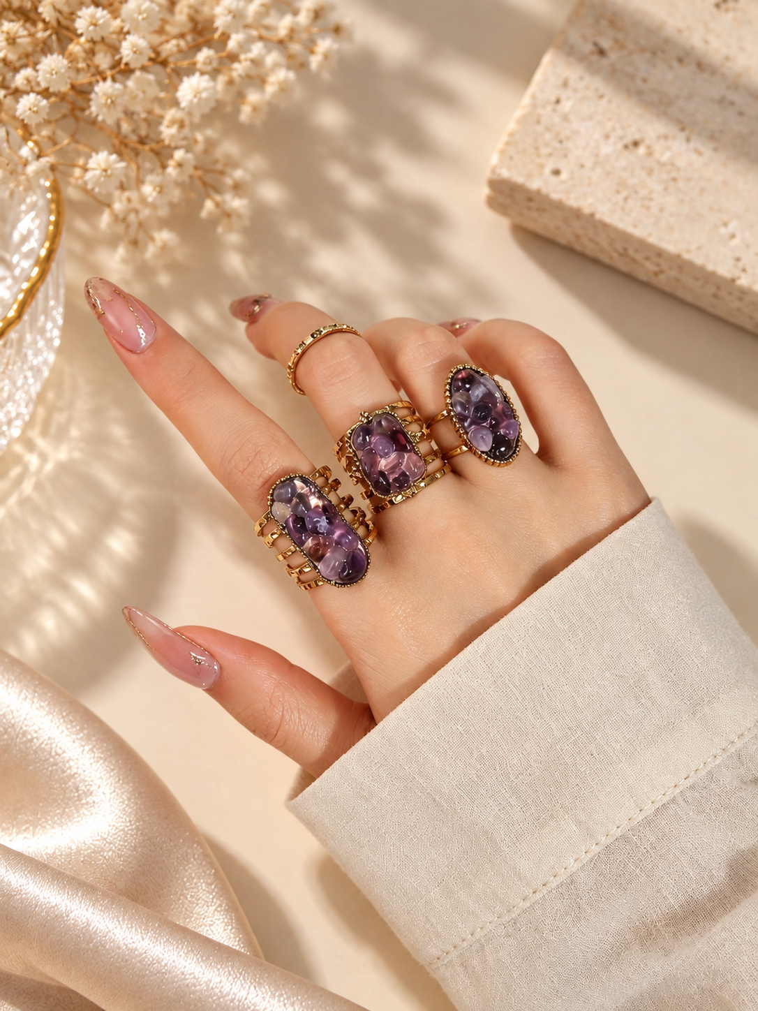 Bague Améthyste Dorée — Au Choix