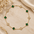 Collier Tréfles vert & diamant