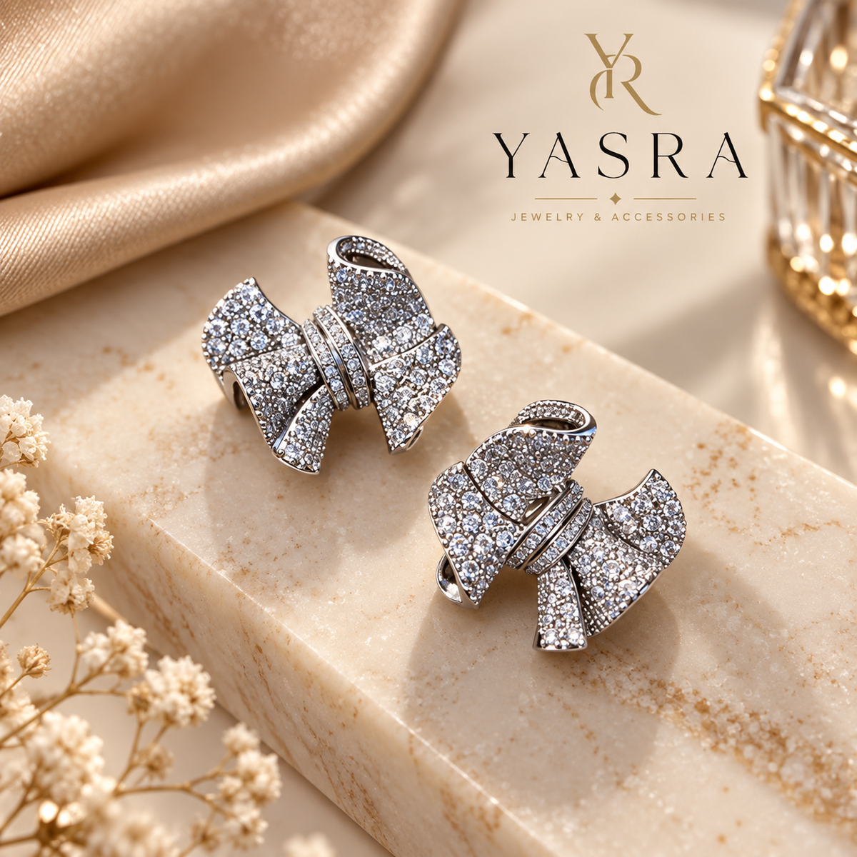 Boucles d'Oreilles Nœud Cristal – Collection Cérémonie