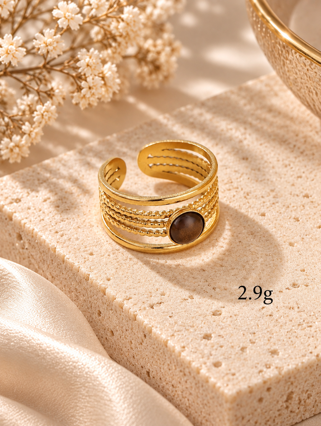 Bague Œil de Tigre Dorée — Au Choix