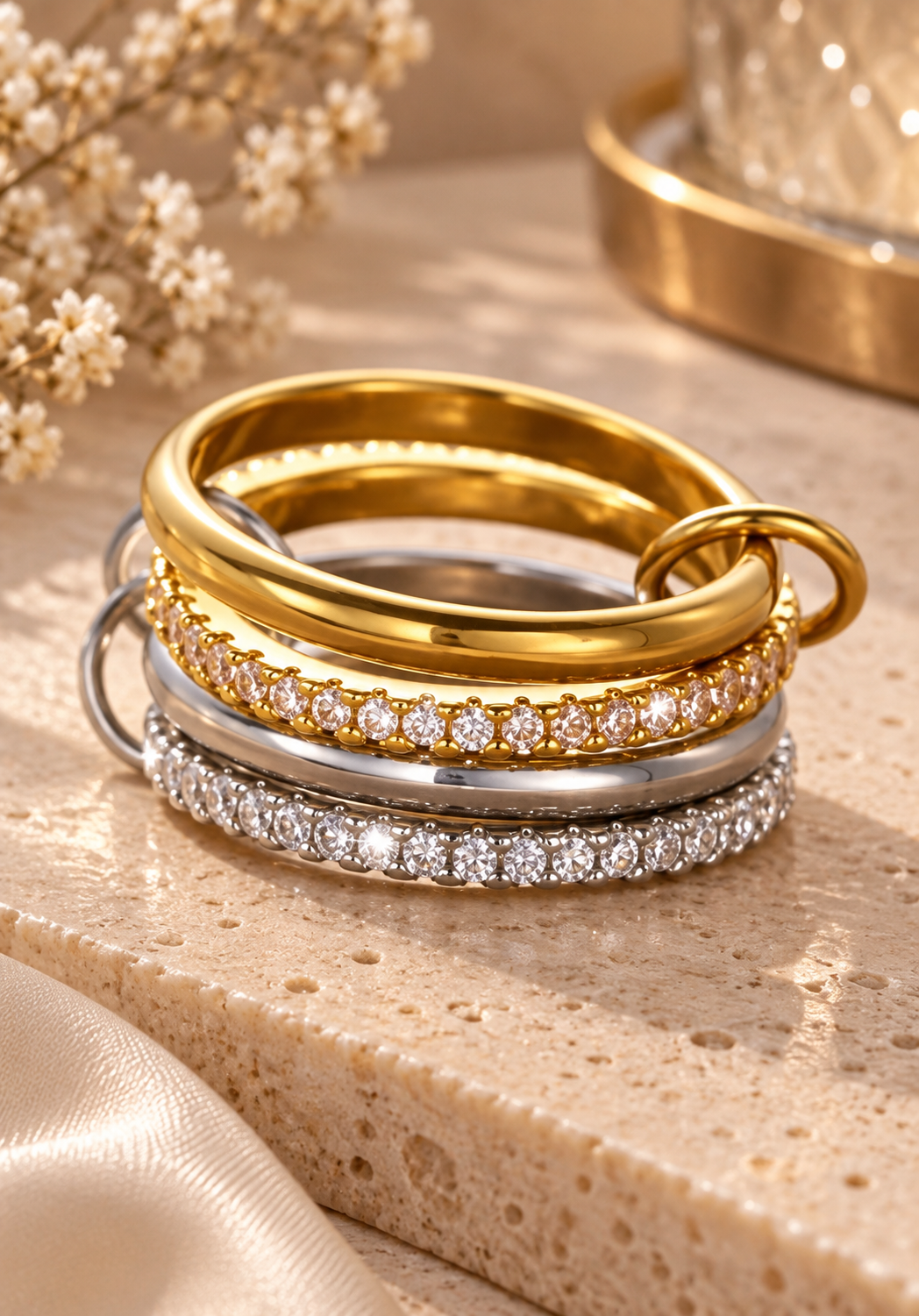 Bague Multi-Rangs 3 en 1 & Cristaux