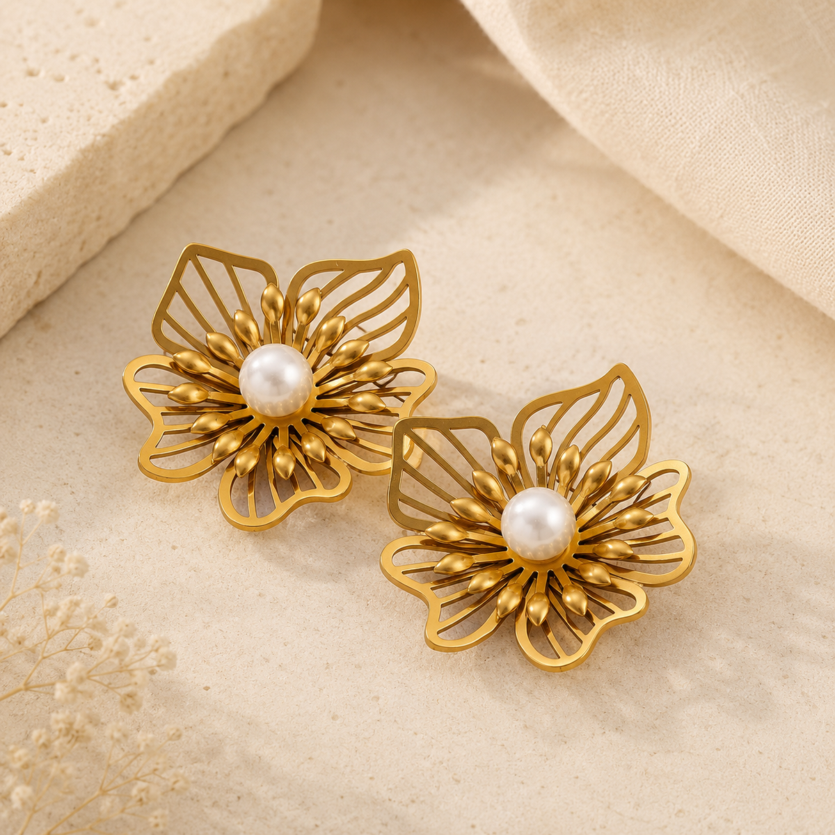 Boucles d'Oreilles Fleur de Perle