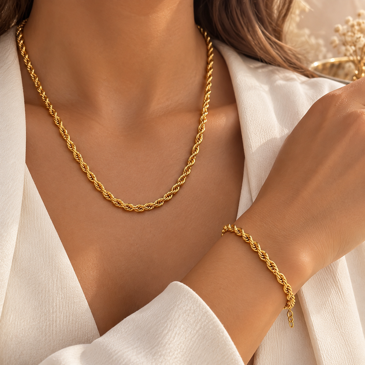 Ensemble Collier & Bracelet Chaîne Rope